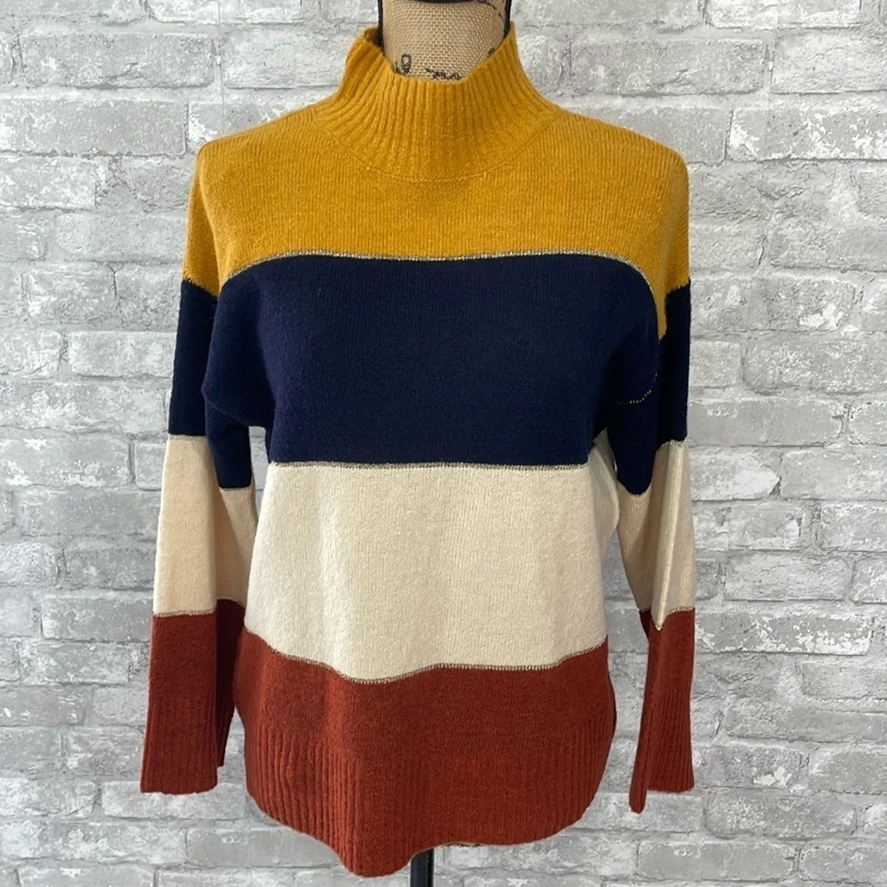 Dressbarn Colorblock Mockneck Sweater